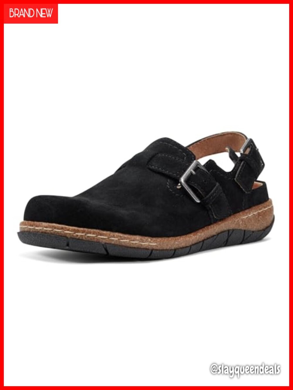 Elmonte Leather Slingback Clog Loafers Cushioned Cork Midsole Casual Comfort